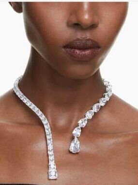 Swarovski Matrix Necklace Open Rhodium Shiny Crystal